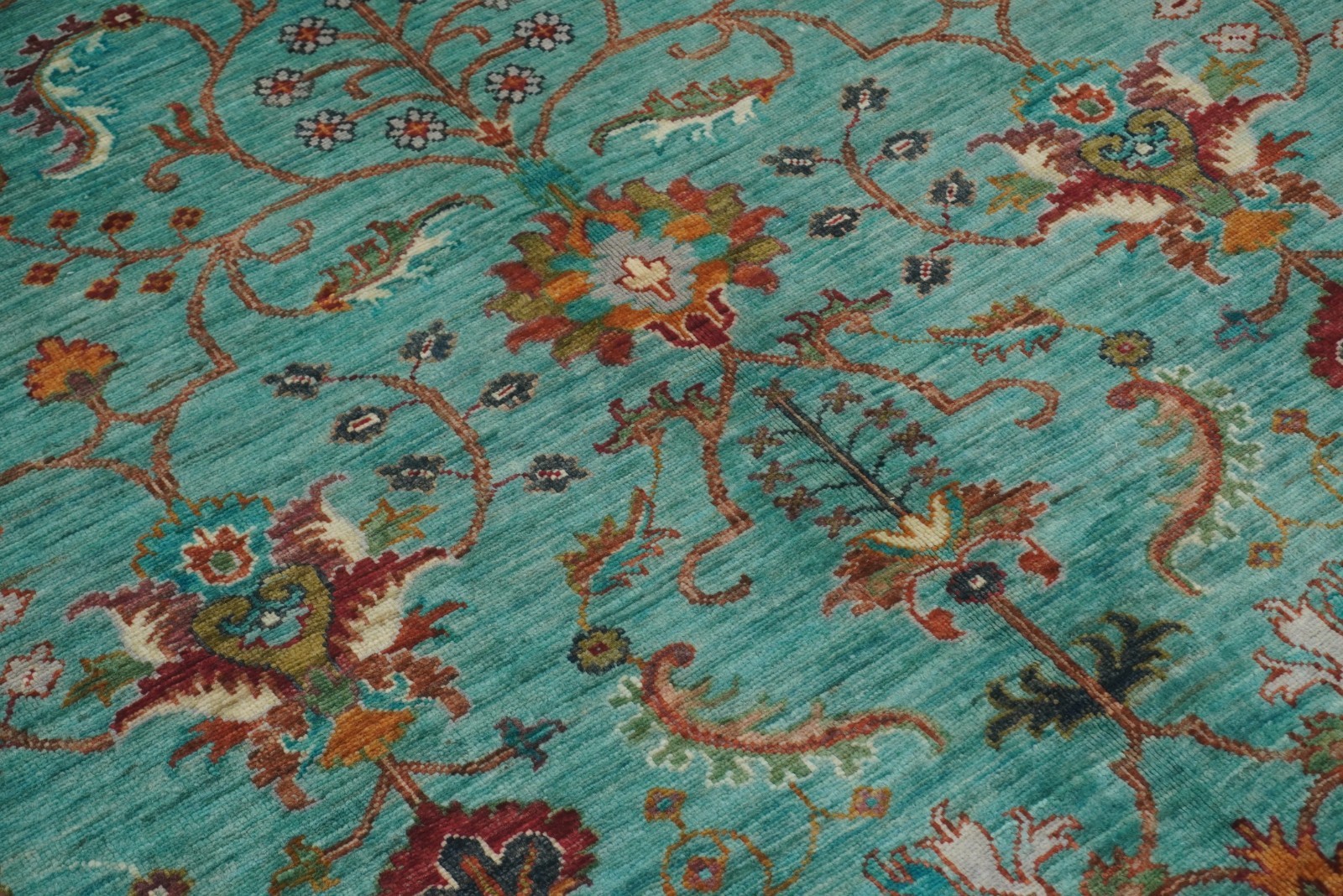 6×8 ft Turquoise Blue Afghan Hand Knotted Wool Oriental Rug