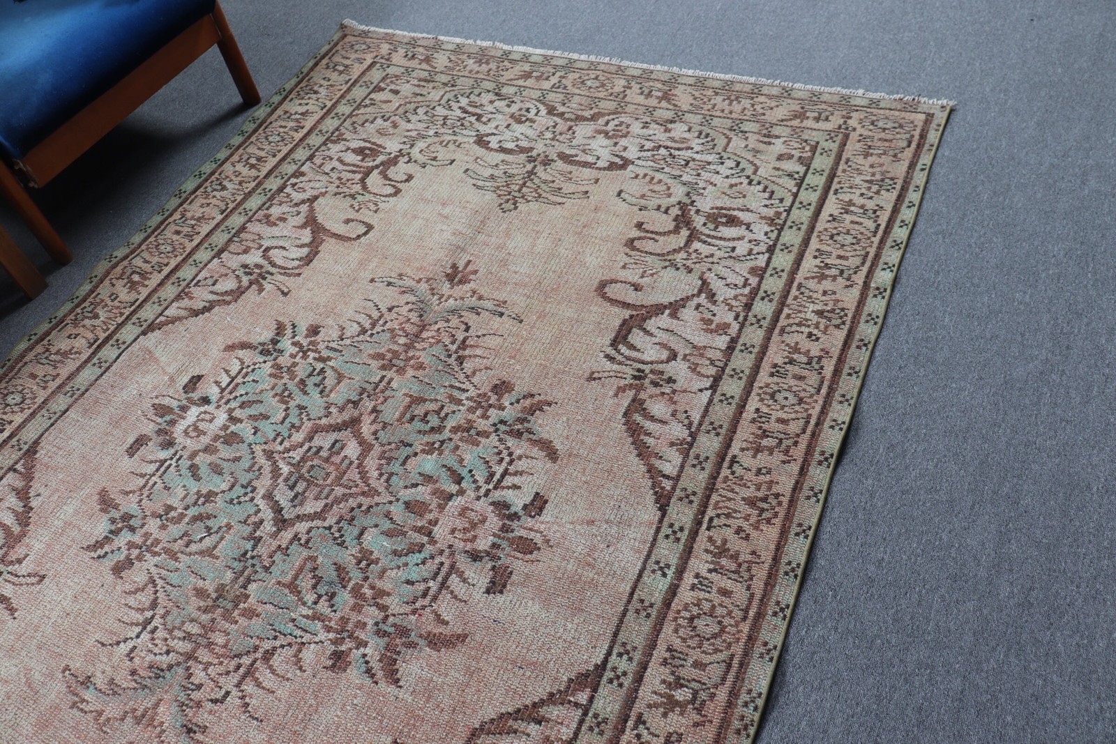 5,4×8,9 ft Large Turkish Rug, Brown Striped Vintage Rug