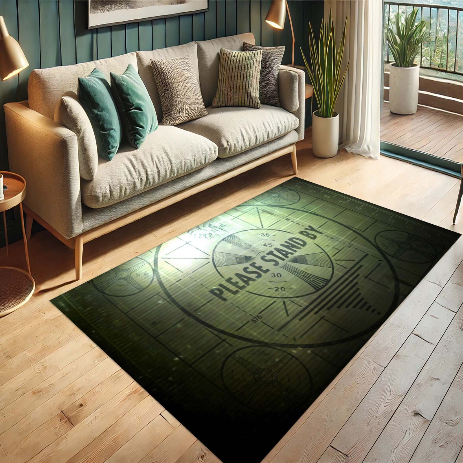 Please Stand By Rug, Gamer Decor, Retro TV Halı, Video Game Carpet, Gaming Room
