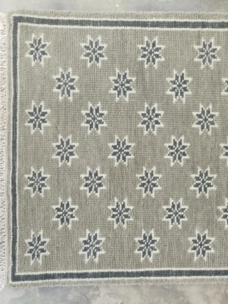 Star Grey Oushak Rug, Hand-Knotted Turkish Hallway Carpet 8×10 ft Home decor