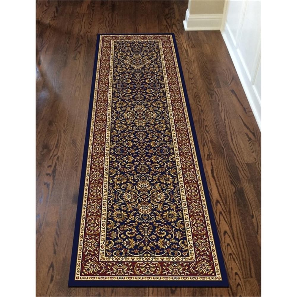 Pemberly Row Traditional 2’2″ x 8′ Rectangular Fabric Rug in Blue