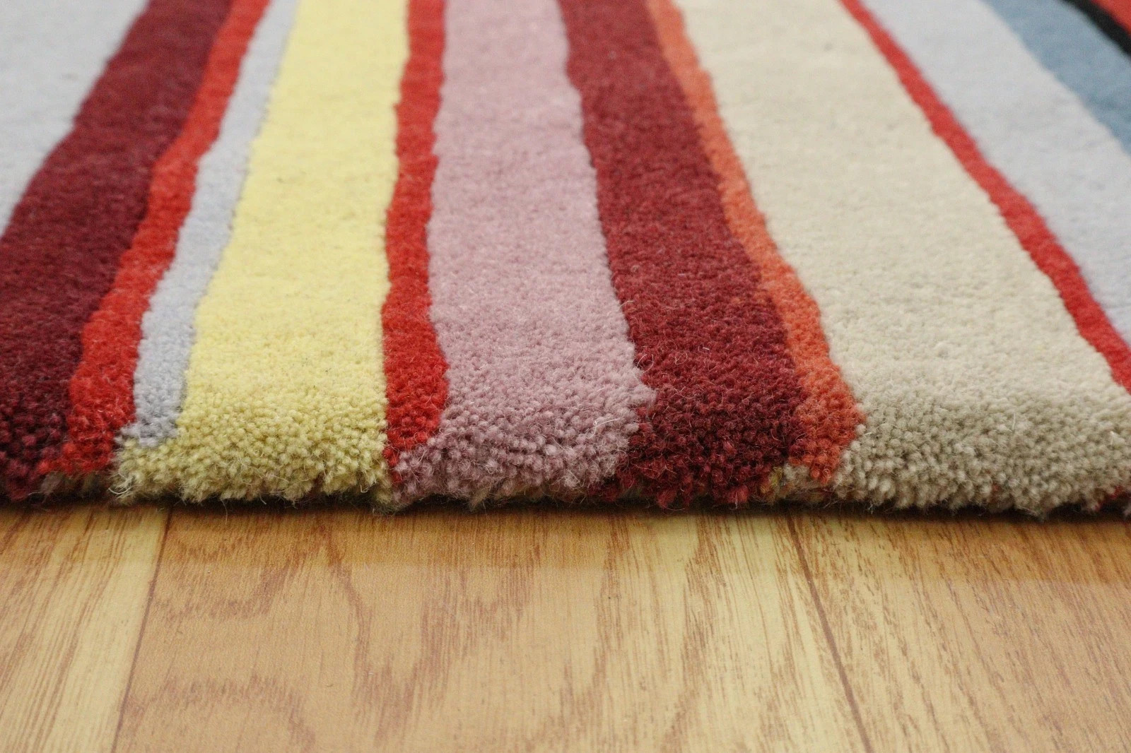 Hand Tufted Wool Multicolor Striped Rug 8×10 Large Area Carpet Handmade Modern