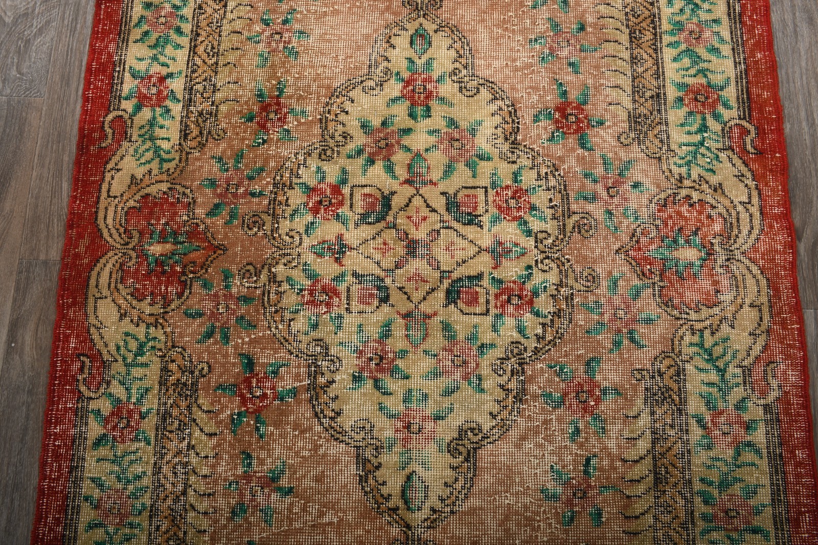 4×7 Vintage Turkish Rug, Handmade Beige Wool Rug, Isparta Oriental Rug