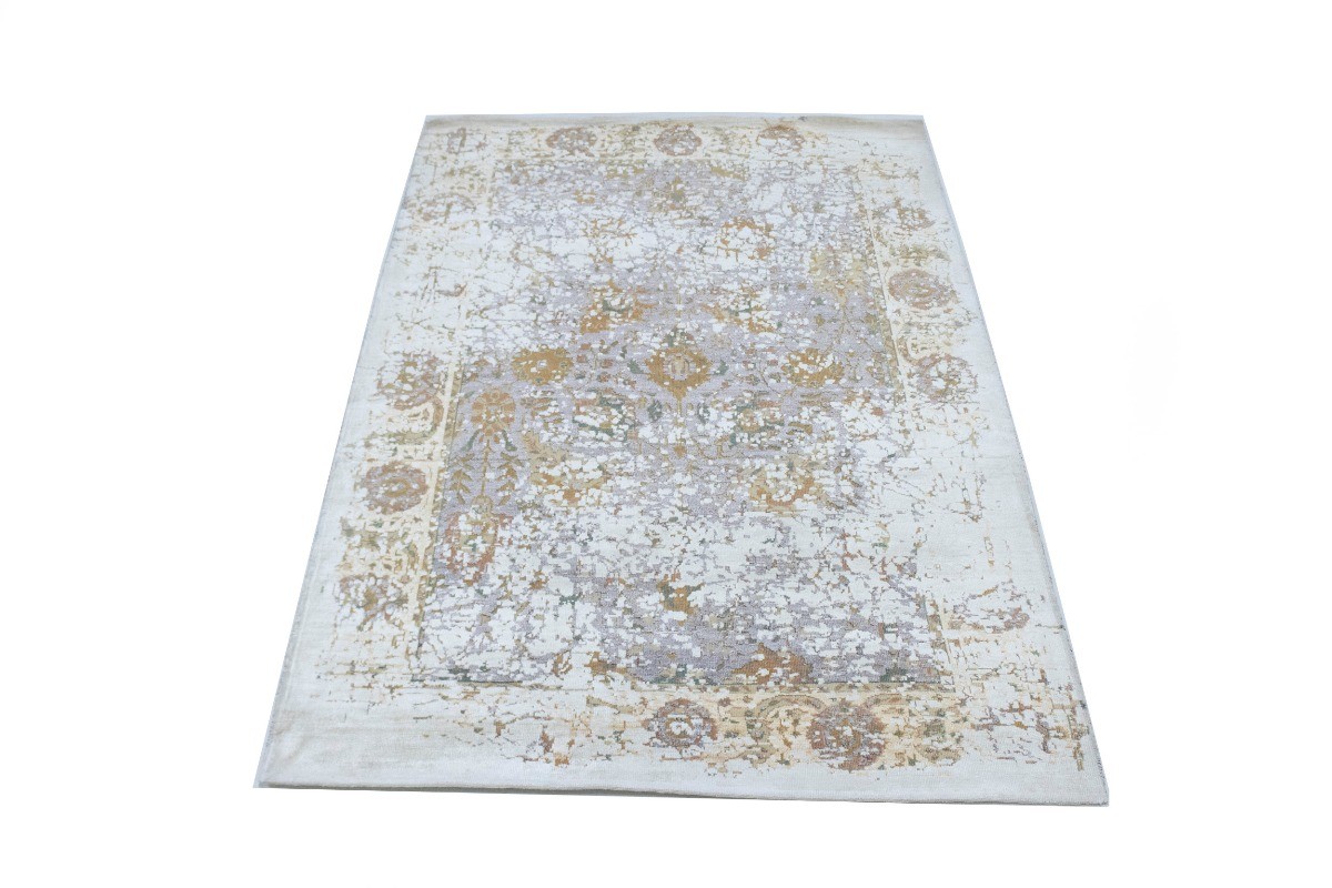 5X8 Oriental Area Rug Muted Wool & Bamboo Silk Distressed Carpet Home Décor