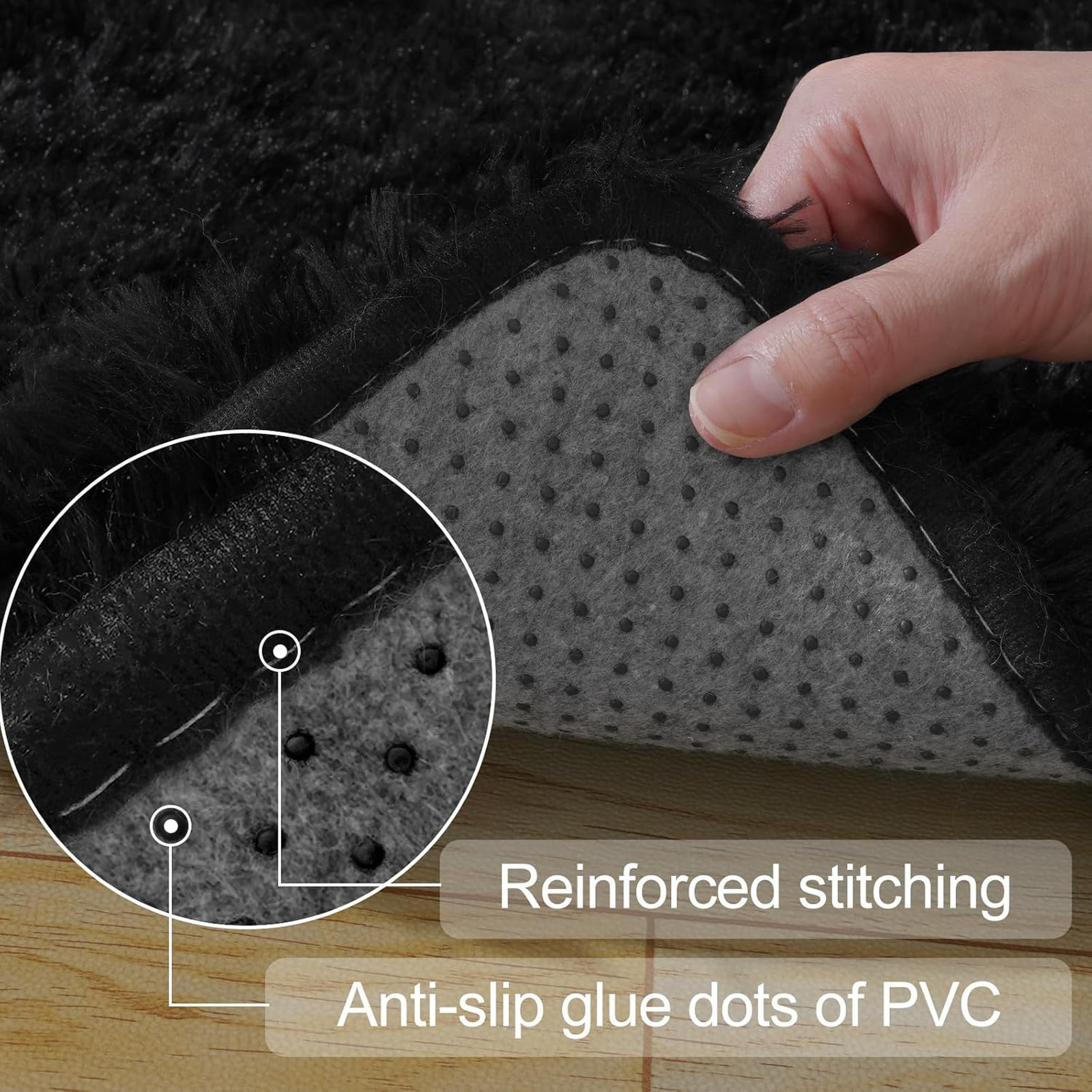 3×5 Rug for Bedroom Fluffy Soft Black Carpet for Living Room Fuzzy Plush Shaggy
