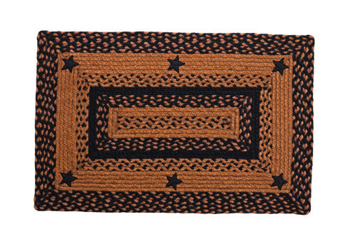 Star Black Braided Area Rug By IHF Rugs. Oval & Rectangle. Many Sizes. Black/Tan