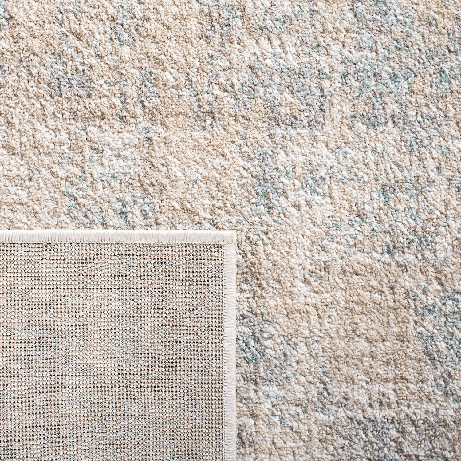 Adirondack 8′ Square Area Rug – Beige & Slate, Modern Abstract, Easy Care