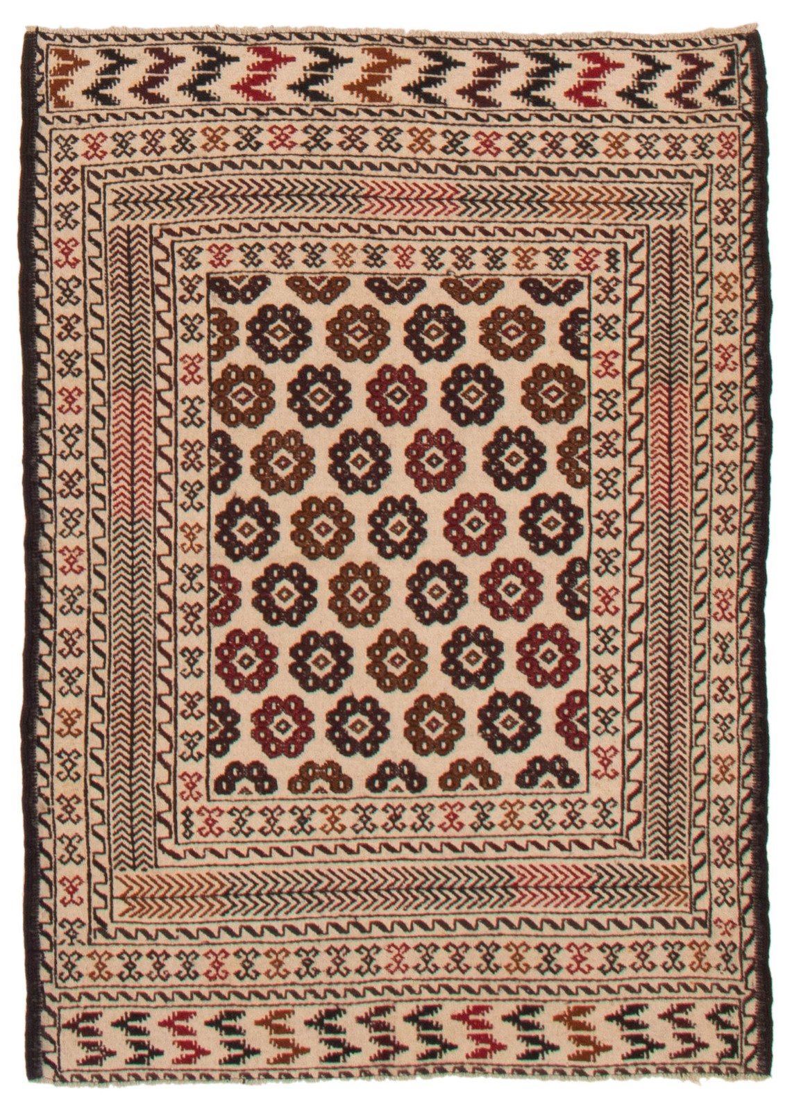 Vintage Hand Woven Area Rug 4’2″ x 5’9″ Traditional Wool Oriental Carpet