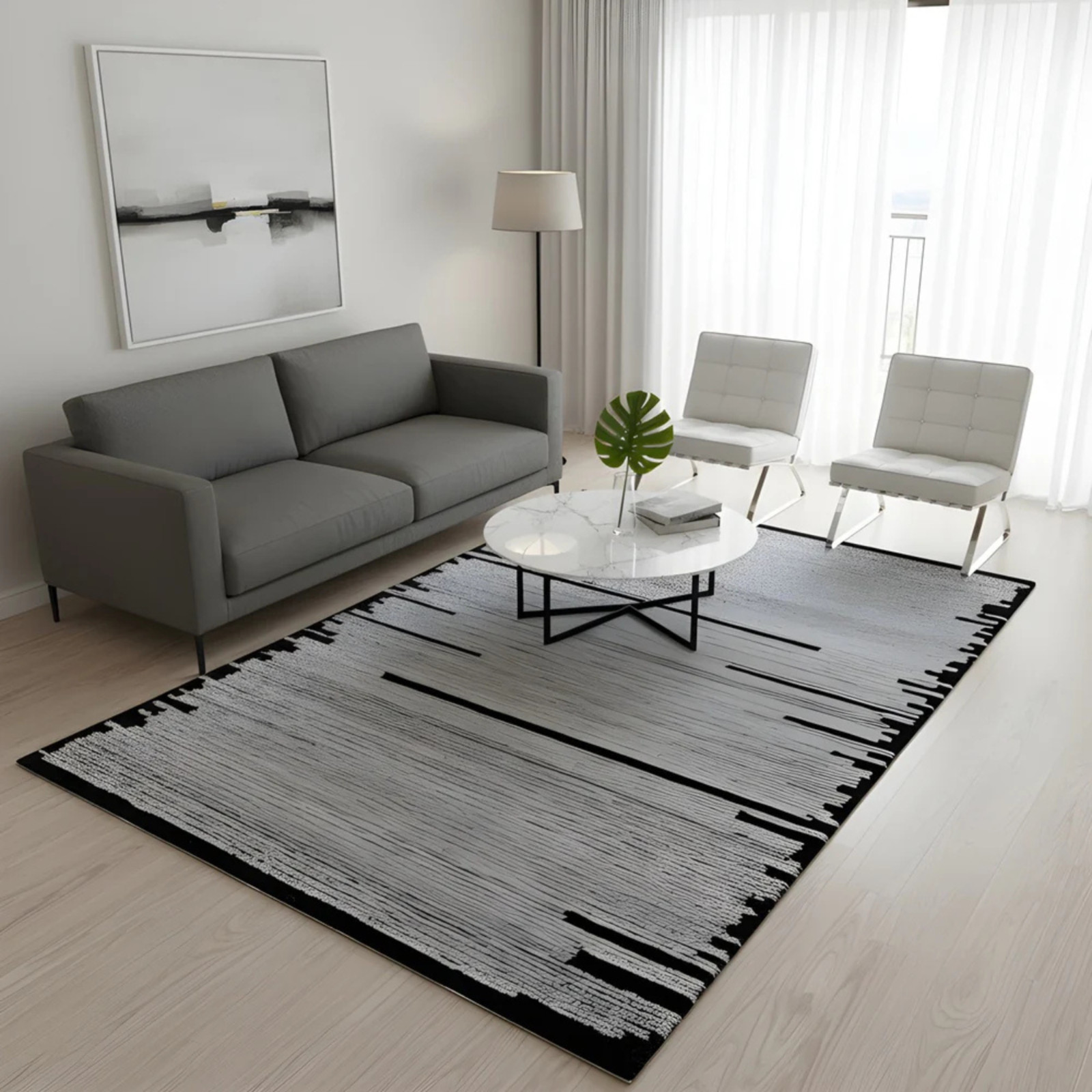 Hand Tufted Wool Carpet Modern Abstract Grey Black Home Decor Rug 8X10,9X12,9X15