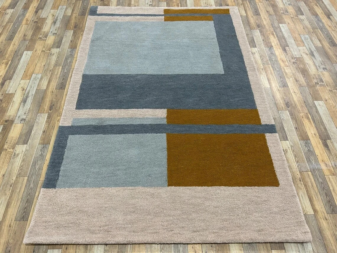Rug Hand Tufted Wool Area Rug New Geometric Abstract Design Premium Quality Hand