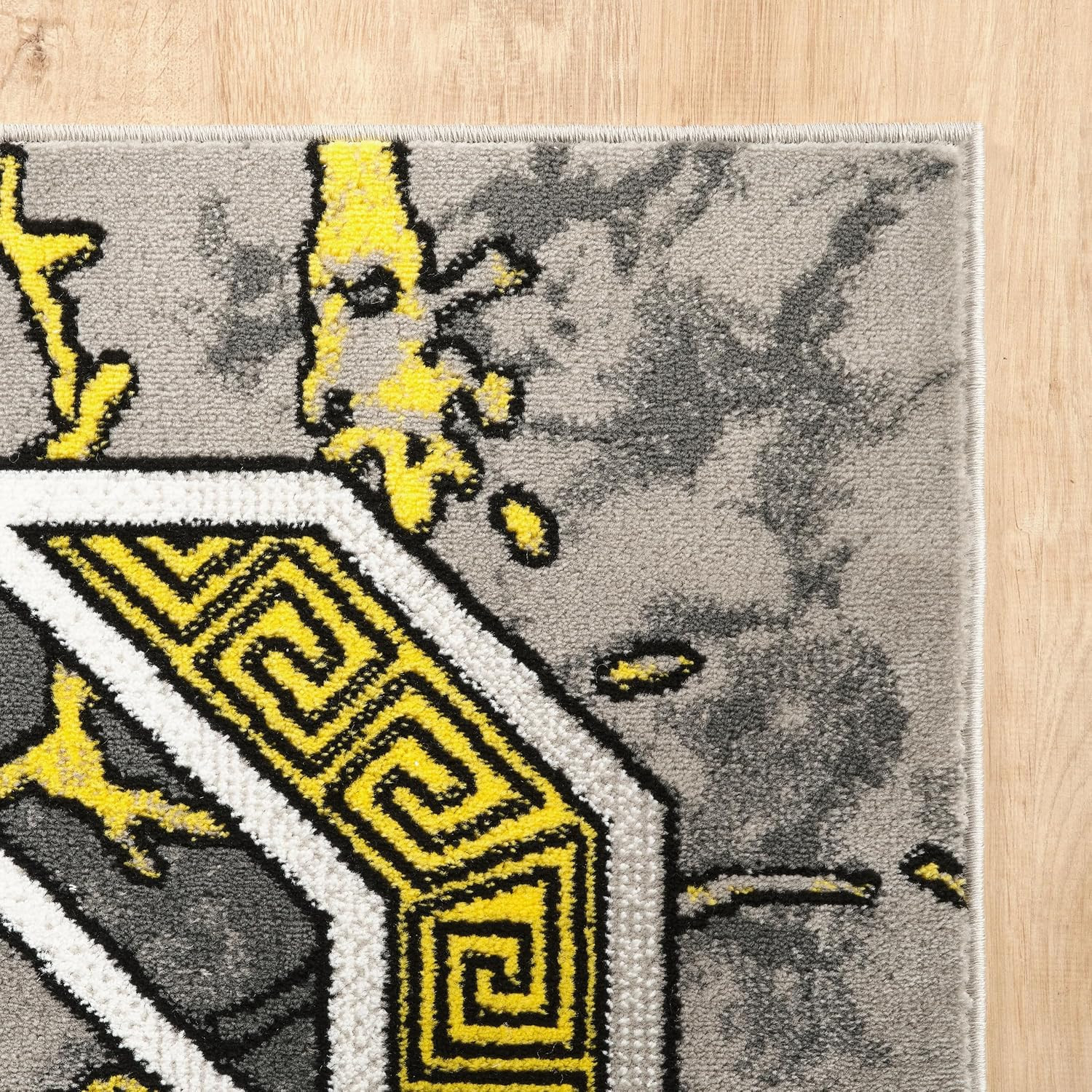 Area Rug Modern 2X3 Doormat Yellow Grey White Black Marble Soft Contemporary Flo