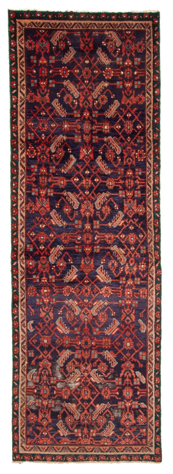 Vintage Hand-knotted Runner Rug 3’1″ x 9’8″ Traditional Oriental Wool Carpet