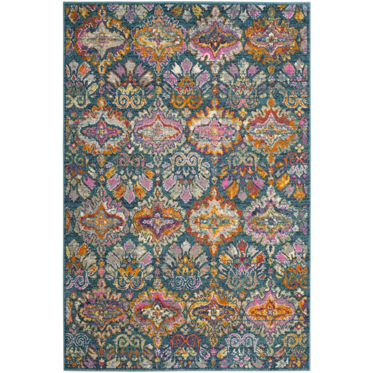 SAFAVIEH Madison Collection MAD144A Blue / Orange Rug