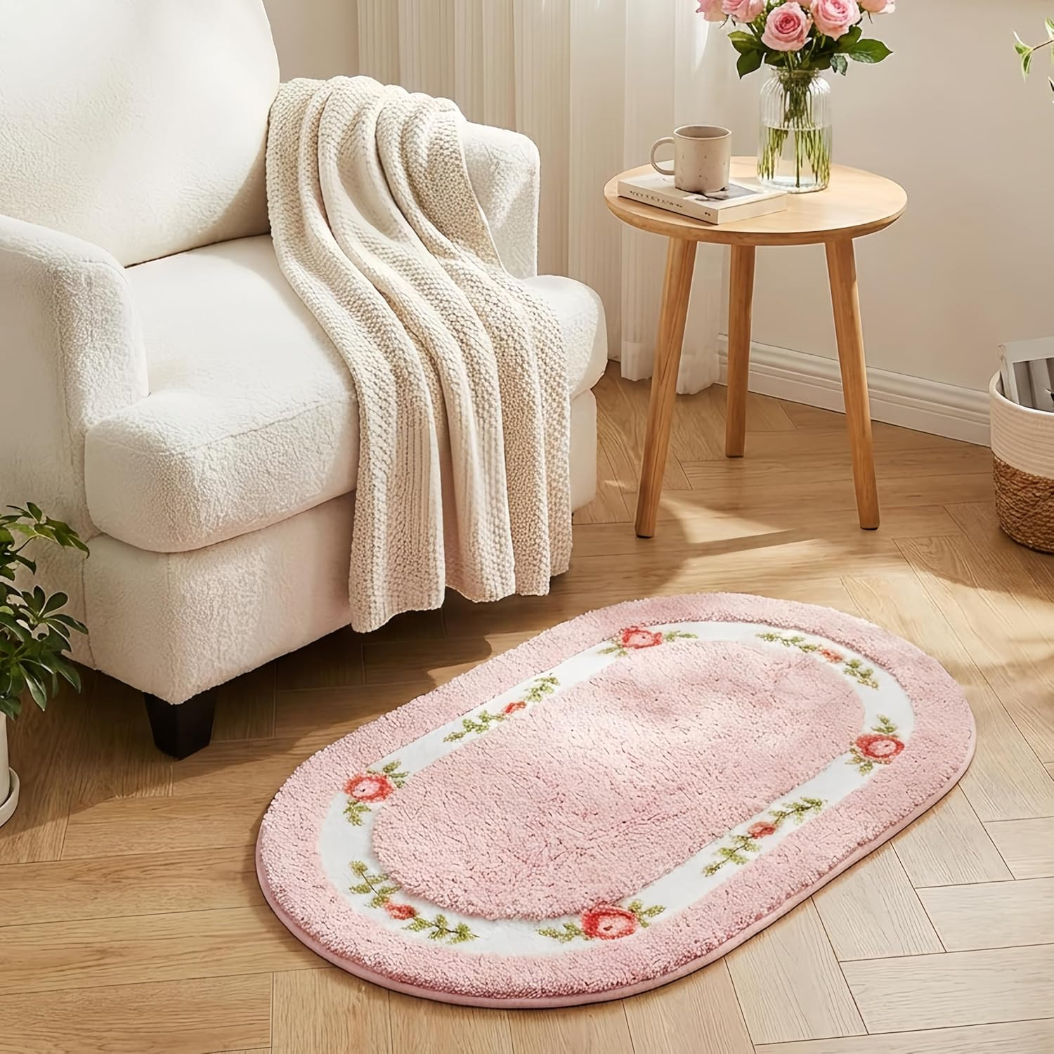 Bathroom Rugs Romantic Rose Flower Shaggy Area Rugs for Living Room Bedroom Kitc