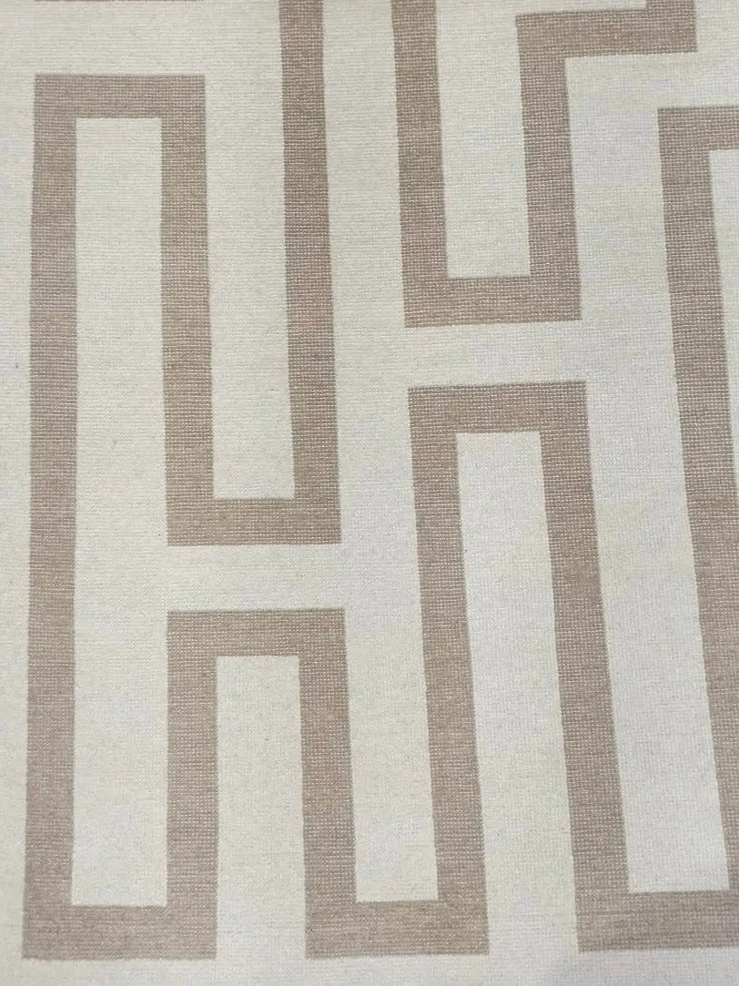 Ivory Beige Greek Key Rug Modern Geometric Area Rug Contemporary Living Room Rug
