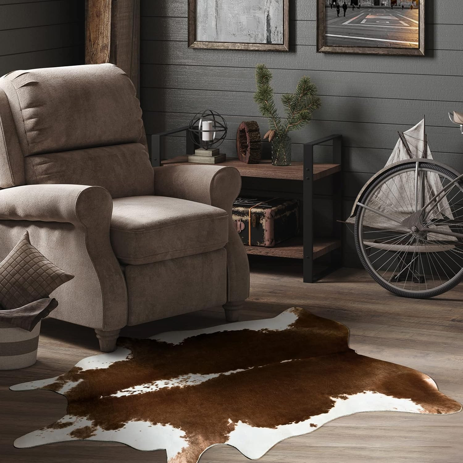 Cowhide Rug, Cute Cow Print Rug for Living Room Faux Cow Hide Animal Print Carpe
