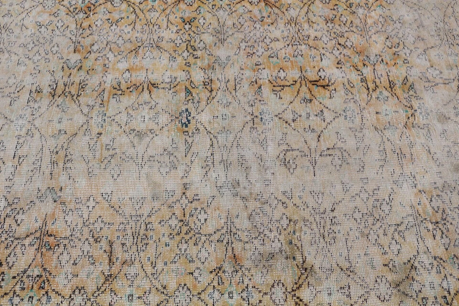 5,2×10,2 ft Rug, Turkish Vintage Rug, Yellow Blue Plants & trees Wool Rug