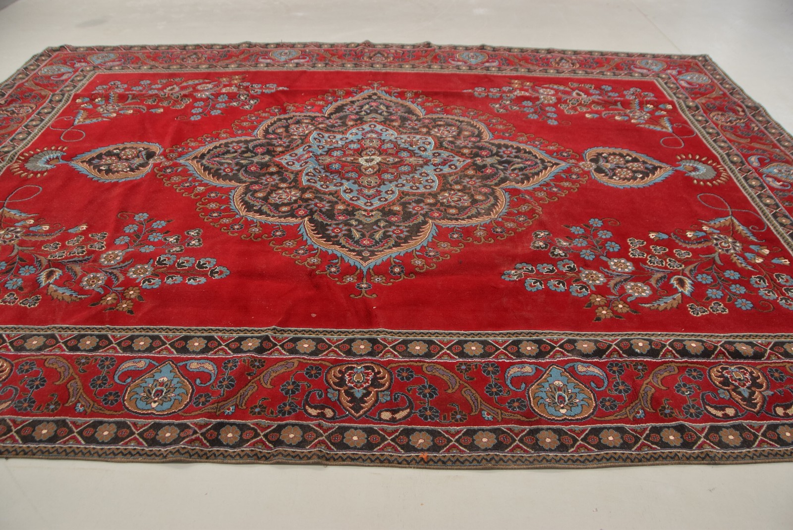Vintage 9,4×13,2 ft Rug, Oversize Turkish Rug, Red Oriental Wool Rug