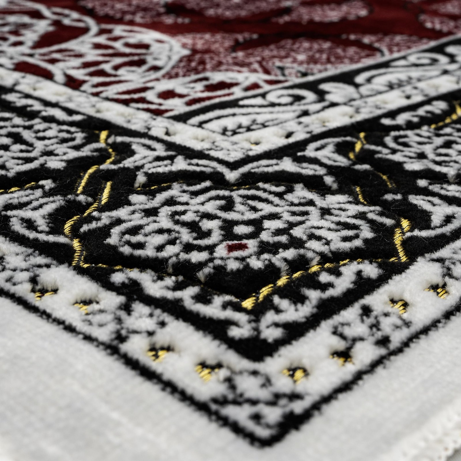 Muslim Prayer Rug 120x160cm Plush Velvet – Multi Person Floral Design for Group
