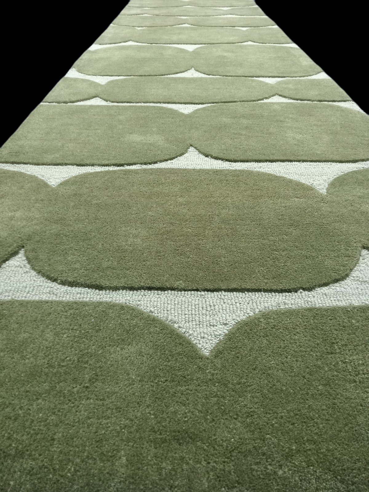 Hand Tufted Wool Runner Rug 3×50 ft Loop Cut Pile Modern Green Hallway Carpet