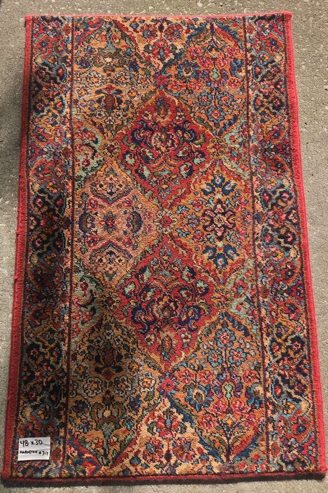 Vintage Karastan Kirman Multi Color Panel #717 Rug / Runner 48 X 30