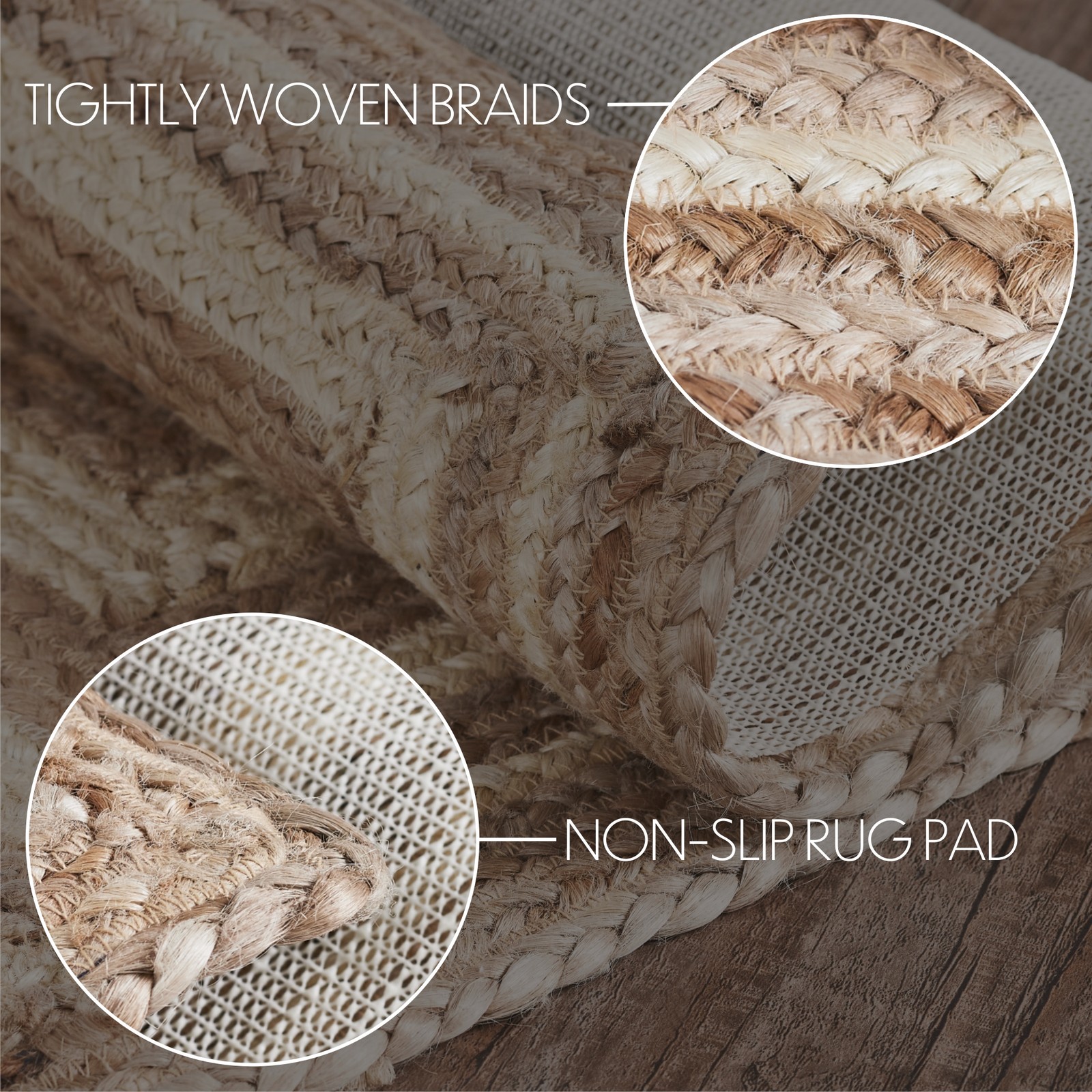 Accent Rug Natural & Creme Jute Farmhouse 27×48 Rect No Slip Floor VHC Brands