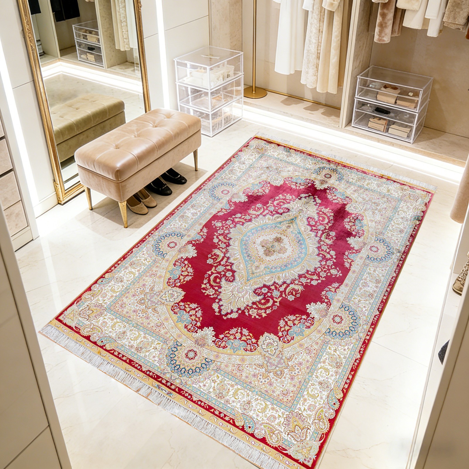 5.5x8ft Handmade Silk Area Rug Classic Hand-knotted Living Room Carpet 068A