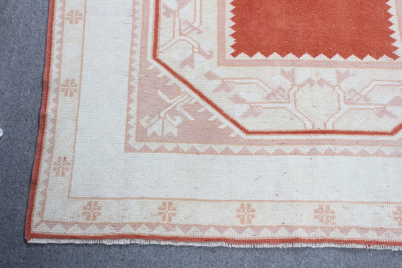 4,4×7,1 ft Rug, Area Turkish Rug, White Oriental Rug
