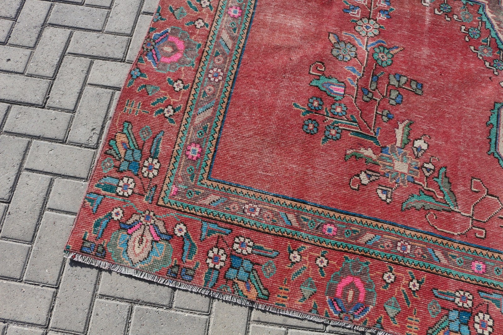 Turkish Rug 8,8×11,6 ft (269×354 cm), Red Oriental Vintage Rug