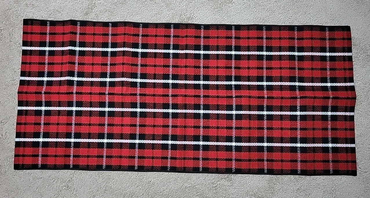 Woven Rug Red Black White