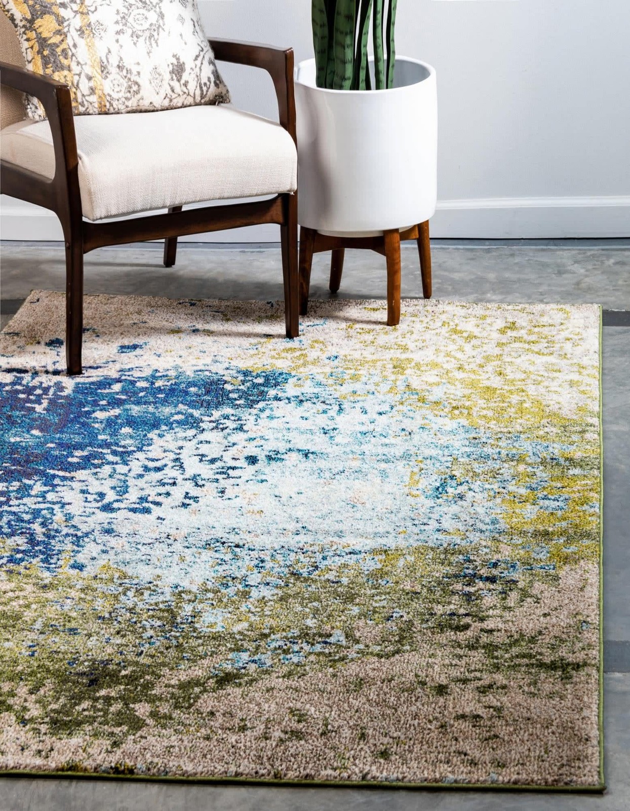 Unique Loom Estrella Collection Abstract Modern Light Colors Distressed Area