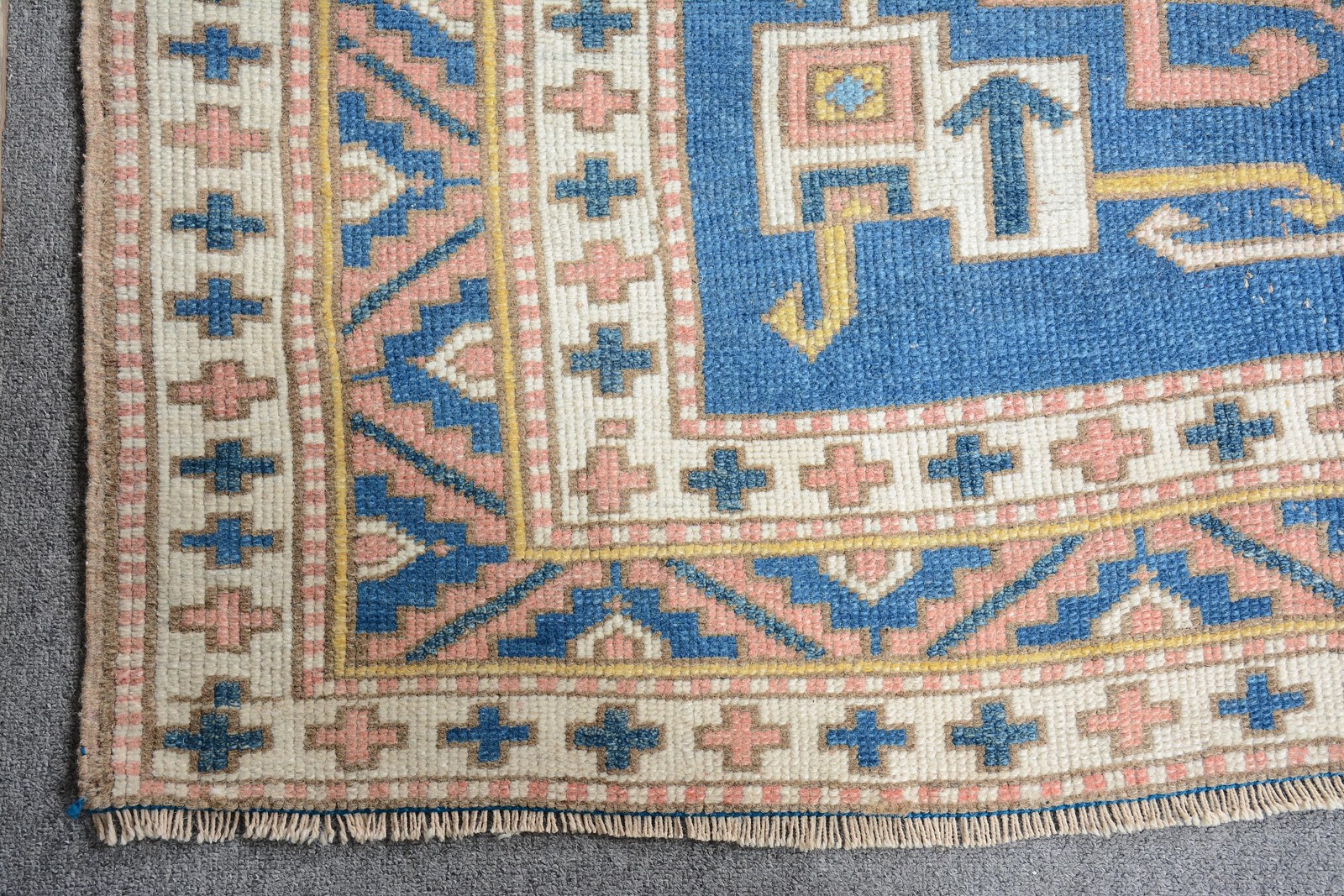 Turkish Vintage Rug 4,6×6,2 ft (140×190 cm), Blue Plants & trees Rug