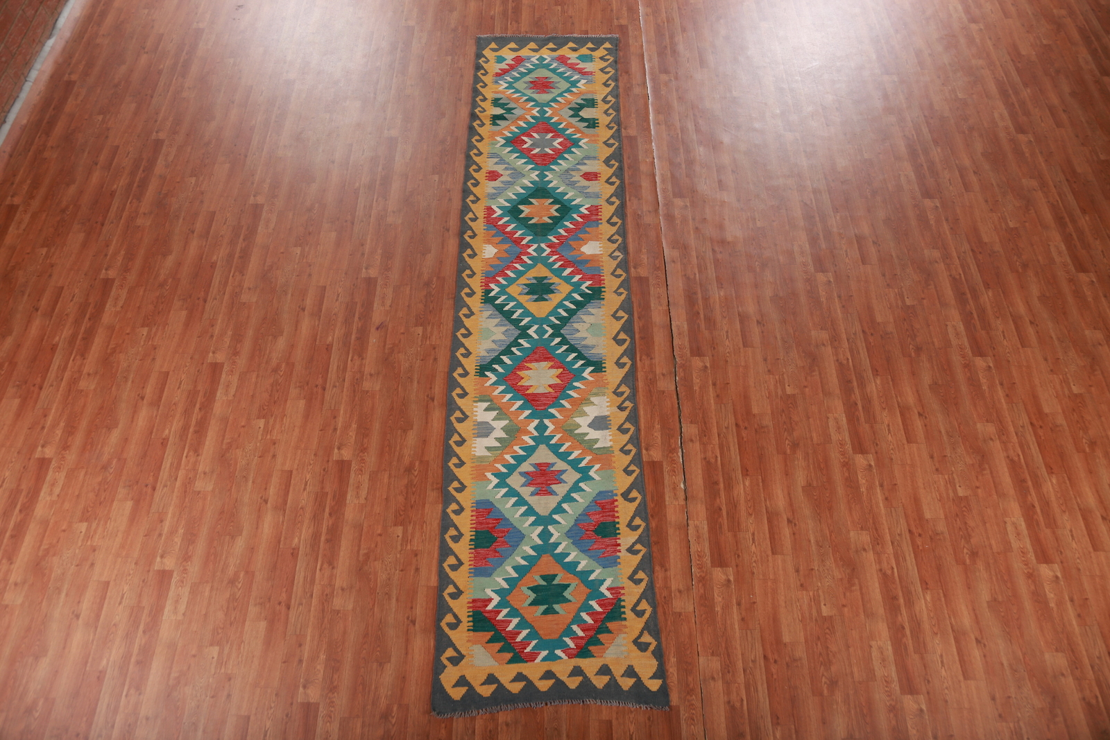 Kilim Kelim Handmade Runner Rugs Flatweave Vibrant Geometric Wool Carpet 3×13 ft