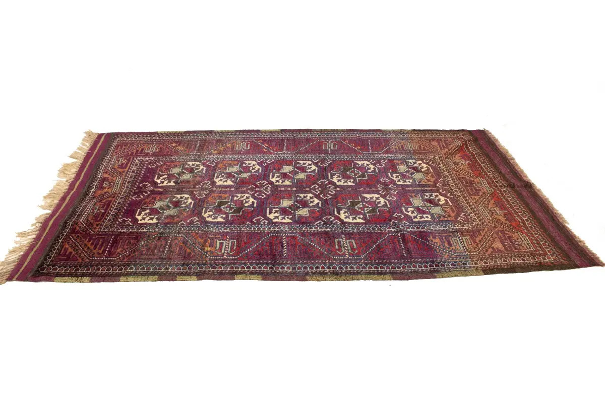 Vintage Tribal Burgundy Rug Boho Style Farmhouse Oriental Carpet 4’4X7’9 ft