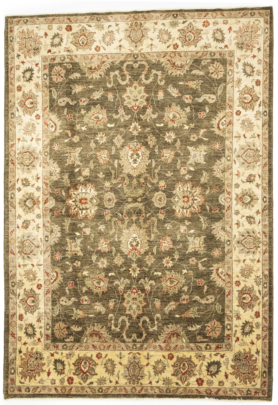 Handspun Wool Floral Peshawar Oriental Rug Muted Pakistan Decor Carpet 6X9 ft