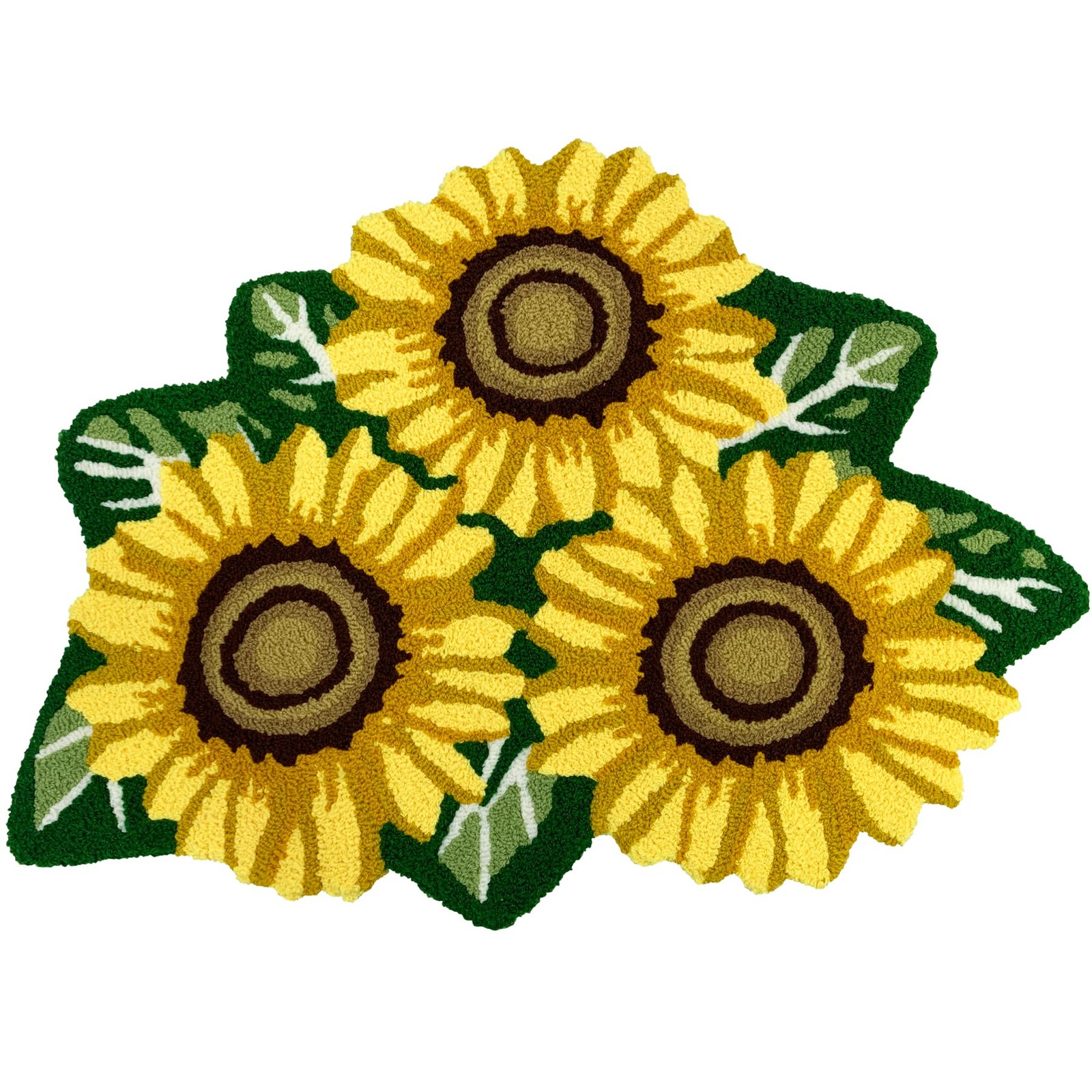 ABREEZE Sunflower Rug Hand Woven Sunflower Carpet,35.4″ x 25.5″ Flower Shaped…