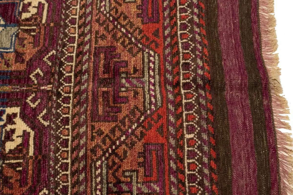 Vintage Tribal Burgundy Rug Boho Style Farmhouse Oriental Carpet 4’4X7’9 ft
