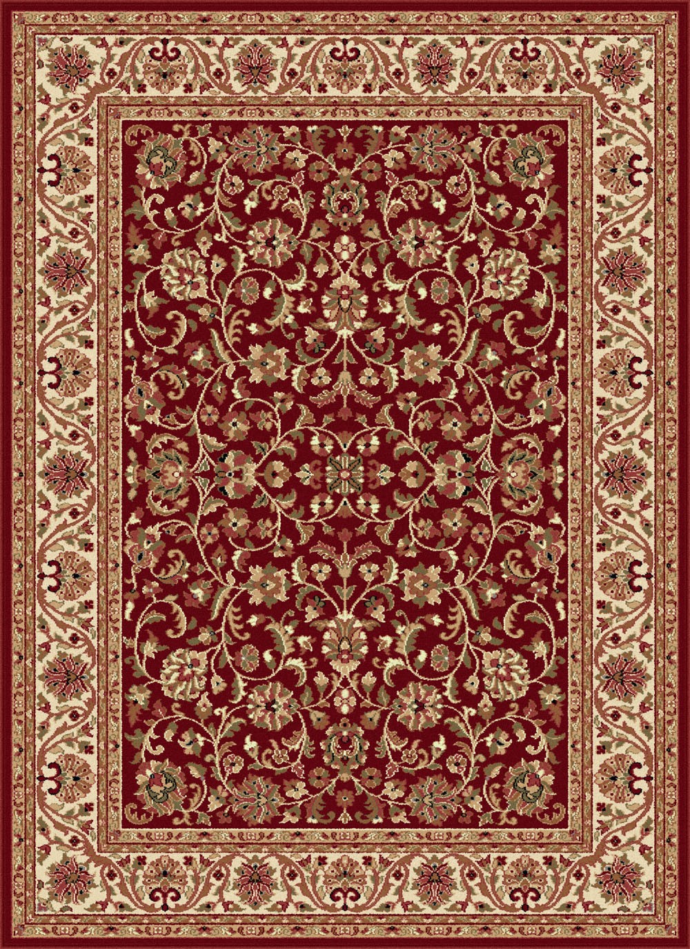 9×12 Sensation Red Scrolls Leaves Vines 4810 Area Rug – Approx 8′ 9″ x 12′ 3″