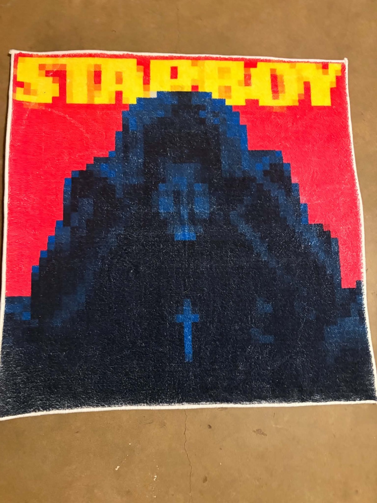 Starboy Graphic Square Area Rug Tufted Anti-Slip 29.5 In X 29.5in Red Black