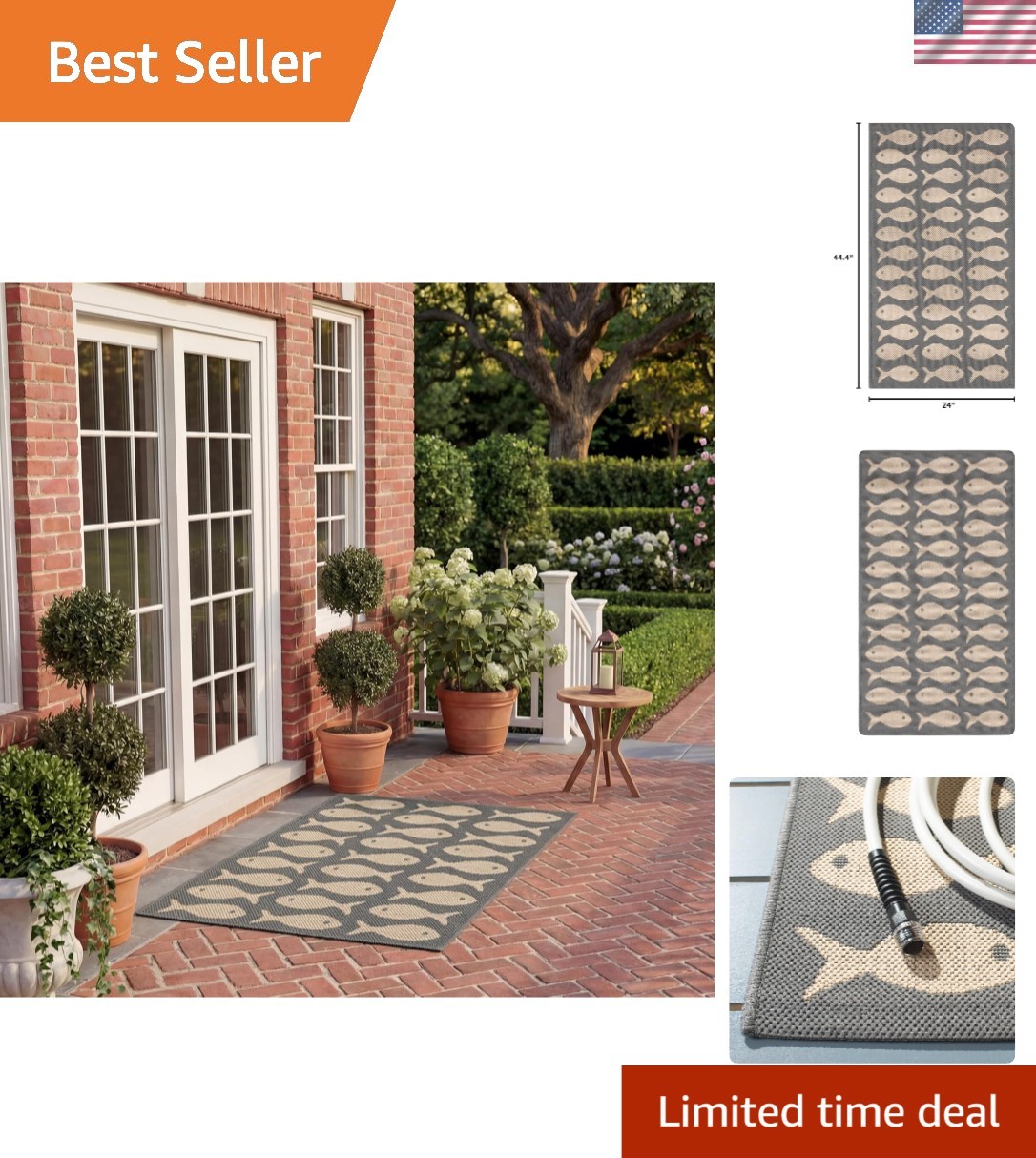 Durable Outdoor Courtyard Rug – 2′ x 3’7