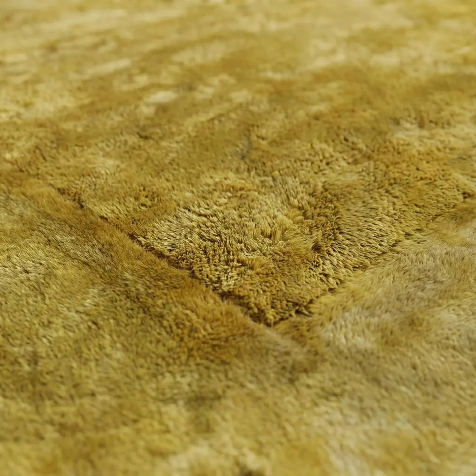 Luxury Scalloped Edge Wool Rug – Mustard Yellow Irregular Shaped Hand-Tufted