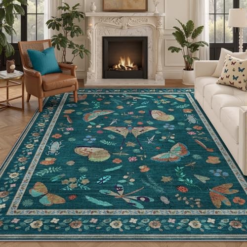 8×10 Area Rugs with Insect Print – Bug Rug Non-Shedding Stain Resistant Soft