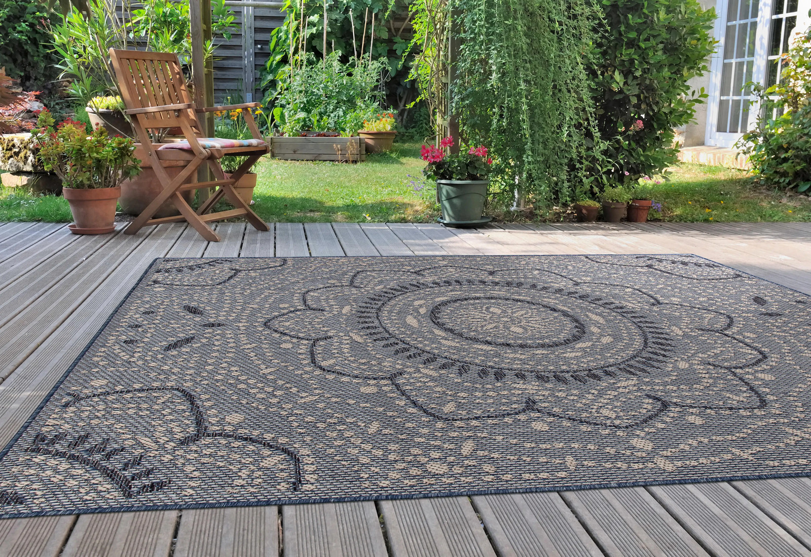 Rugshop Outdoor Rugs Portia Oriental Medallion Indoor/Outdoor Carpet Patio Rugs
