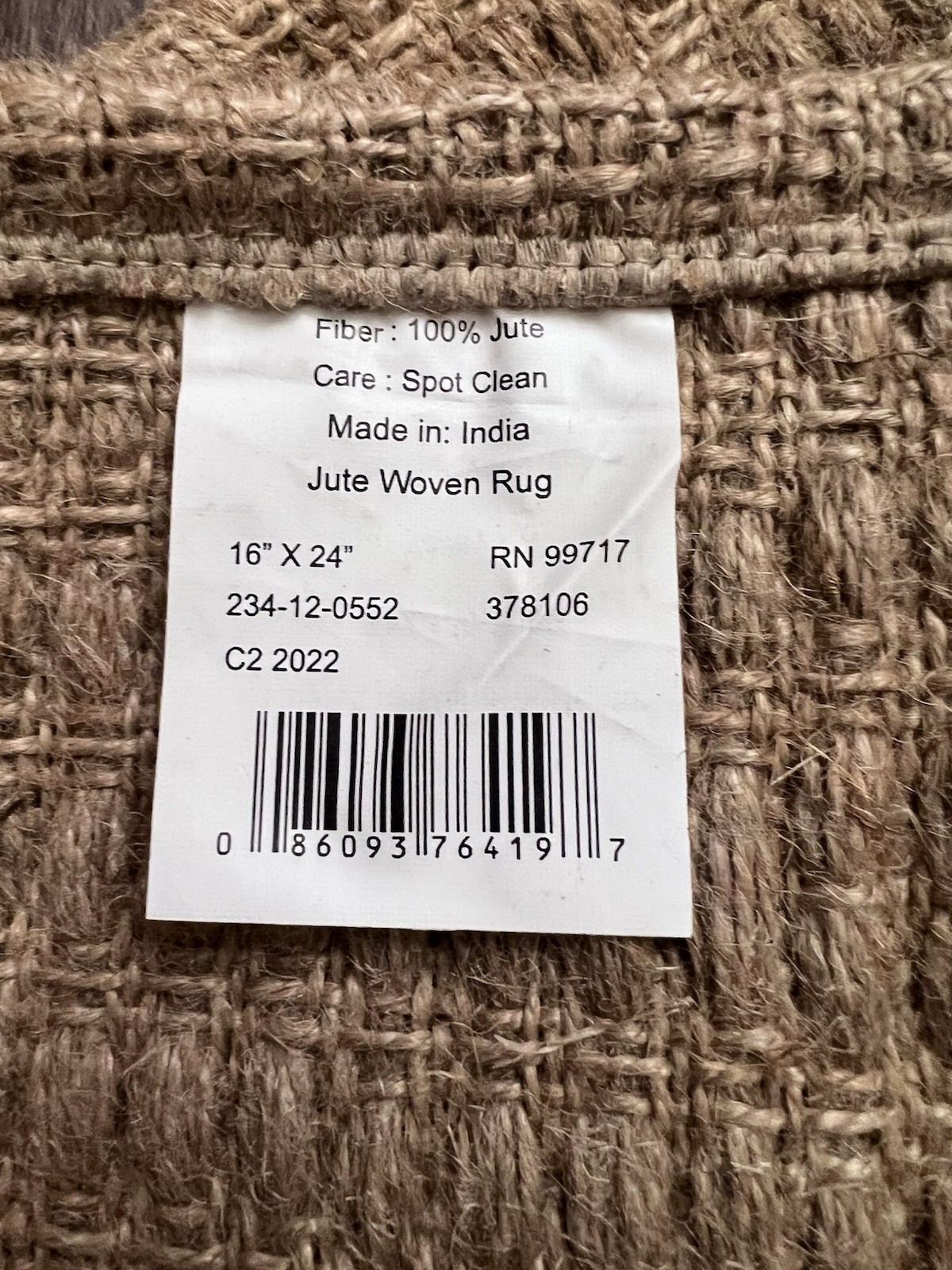 NEW Mohawk Home Boho 100% Jute Woven Rug Fringe 16”x24” Farmhouse Sustainable