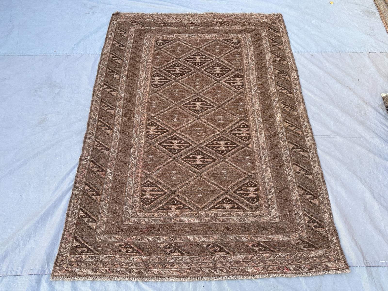 4’7 x 6’3 Ft Authentic Afghan Mishwani Tribal Area Rug– Vintage Nomadic Wool Rug