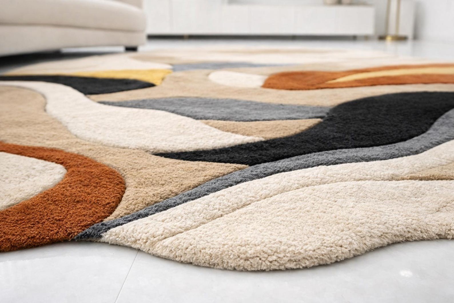 Designer Rug | Irregular Rug | Wool area Rugs | Living Room Rug | Tufted A137