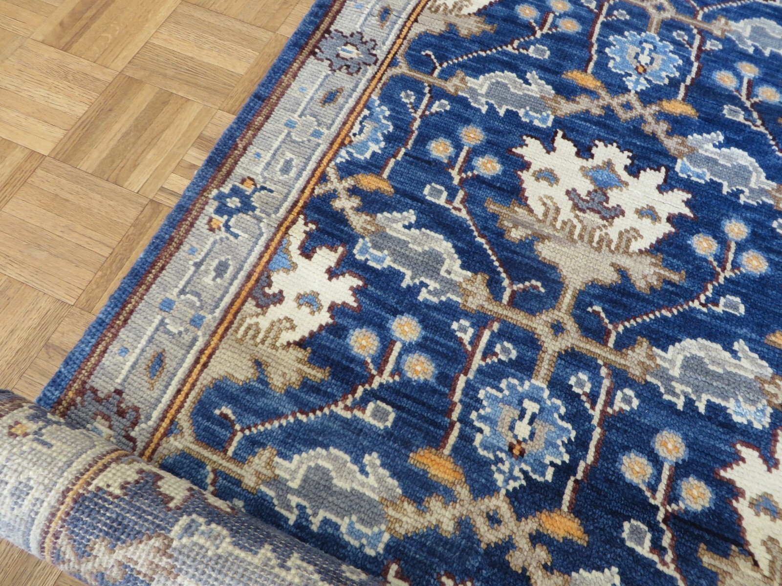 3 x 16’1 Runner Hand Knotted Navy Blue Oushak Oriental Rug G13126