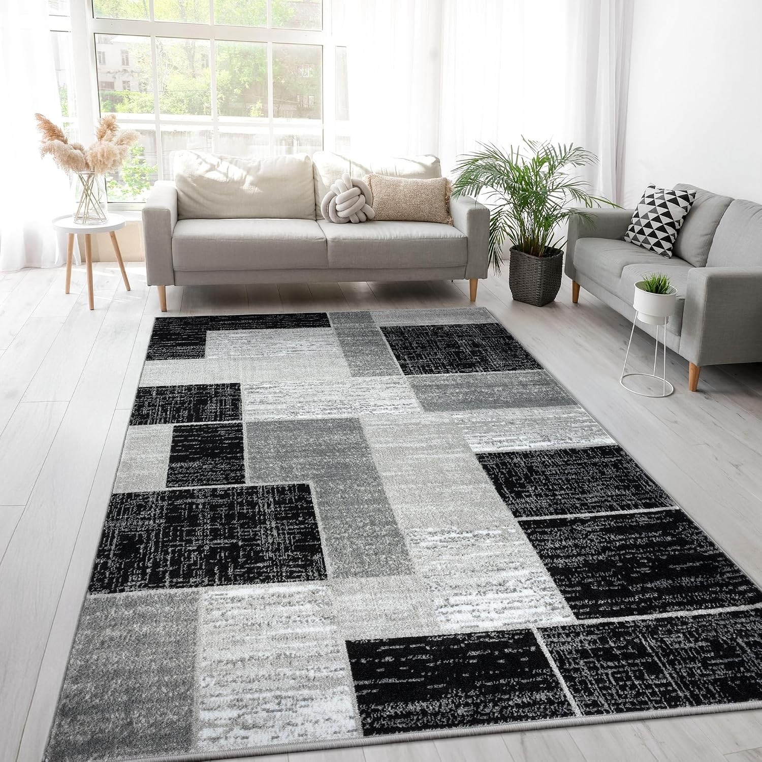 L’Baiet Verena Geometric Area Rug 8×10 Black Grey