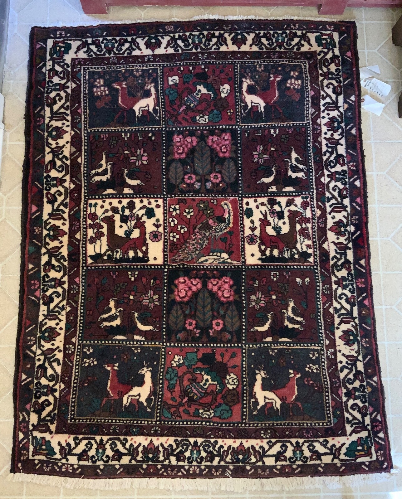 Bakhtiari Panel Garden Design Oriental Rug / 3.10 x 5′ Hand Knotted Wool