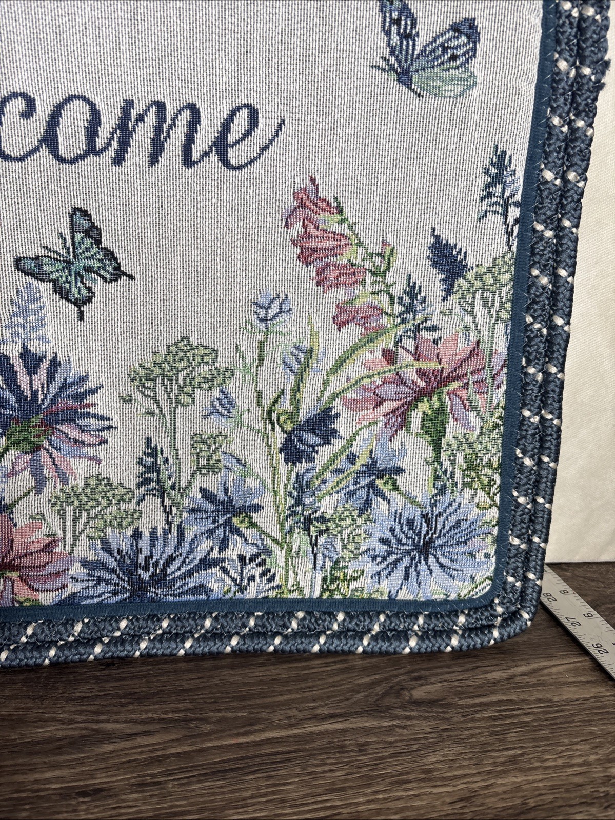 Gold Coast Welcome Tapestry Comfort Rug With Braided Trim-Floral Bird Butterfly